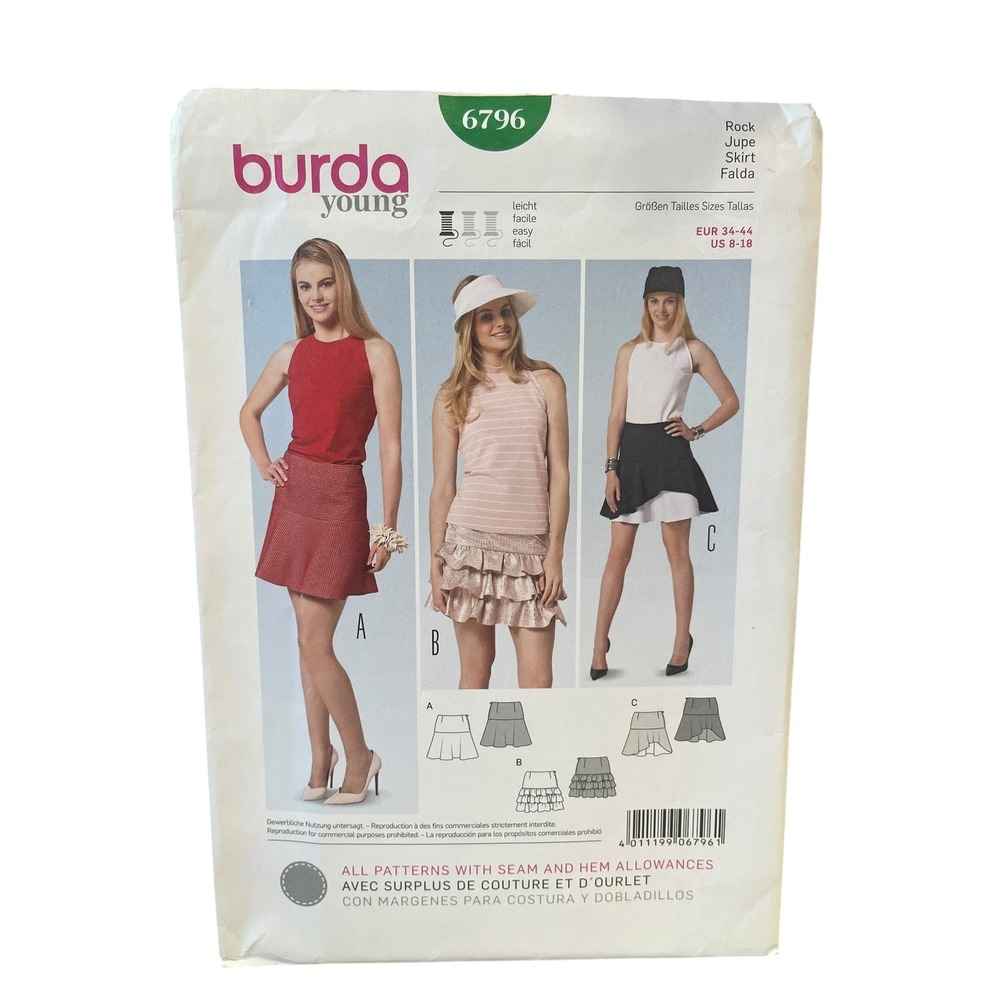 Burda 6796 Skirt Pattern Sizes US 8-18 Easy Modern Style